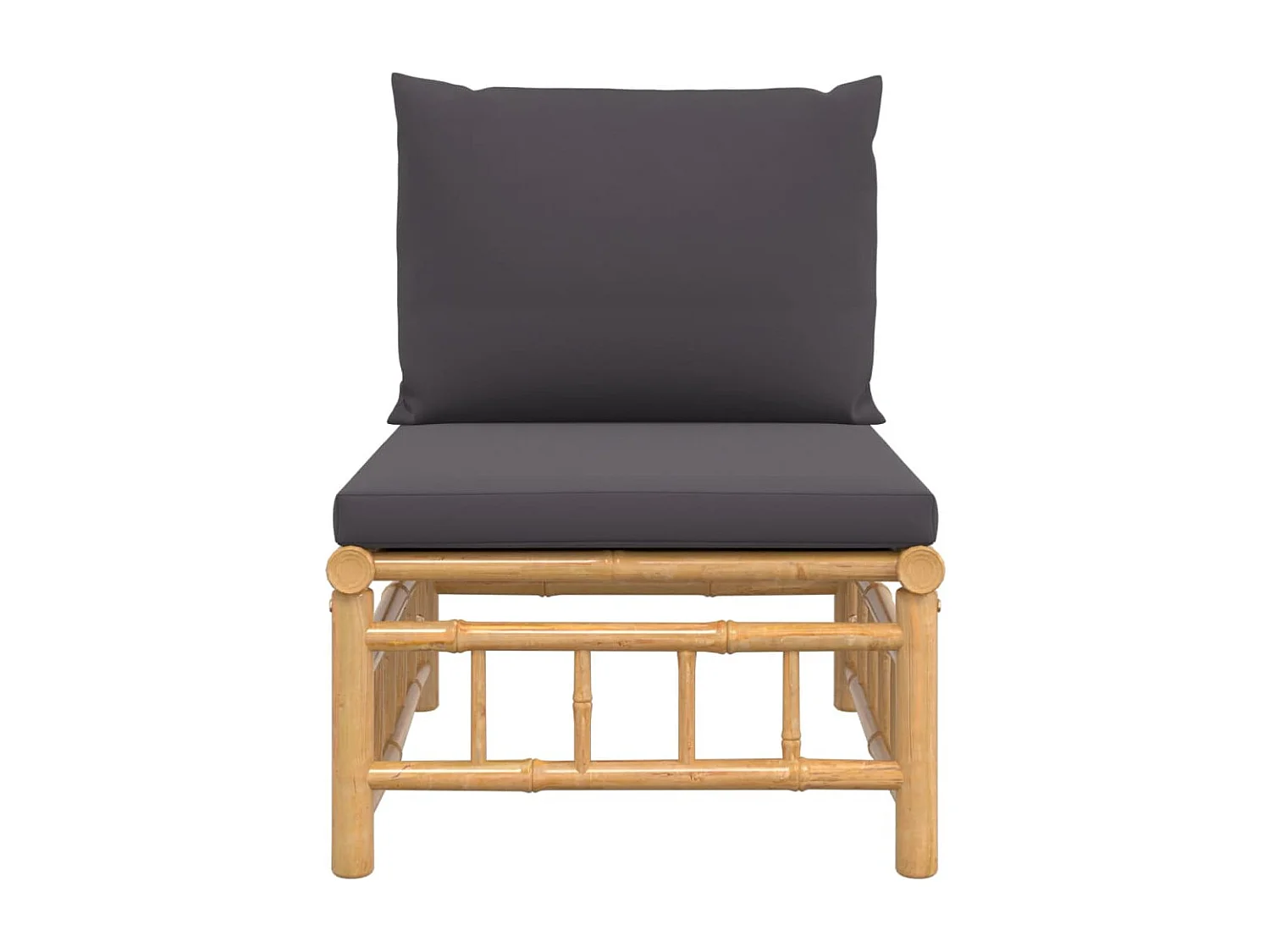 Canapé central de jardin avec coussins gris foncé bambou FR39283