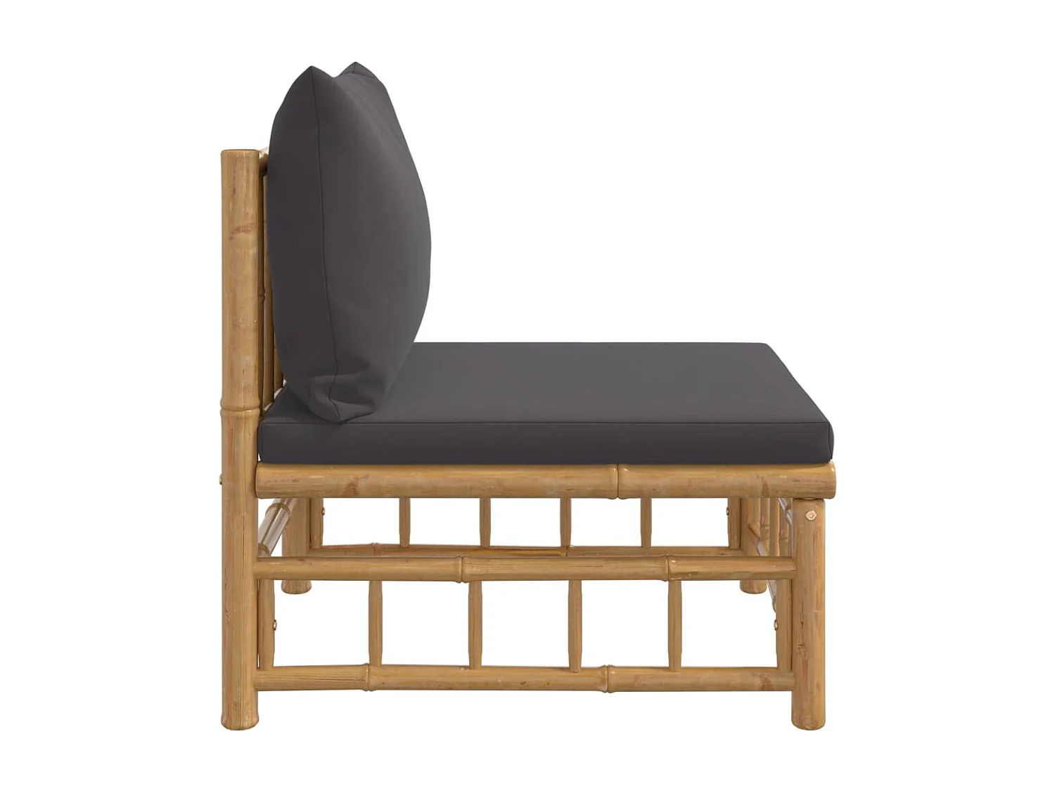 Canapé central de jardin avec coussins gris foncé bambou FR39283