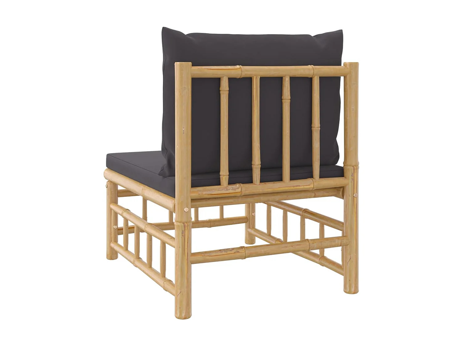 Canapé central de jardin avec coussins gris foncé bambou FR39283