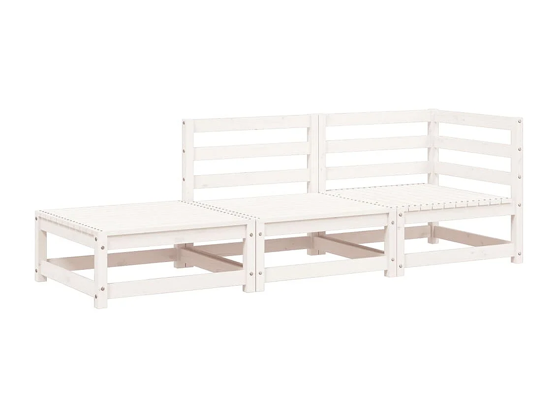 Canapé de jardin repose-pieds 2 places blanc bois massif de pin FR74417