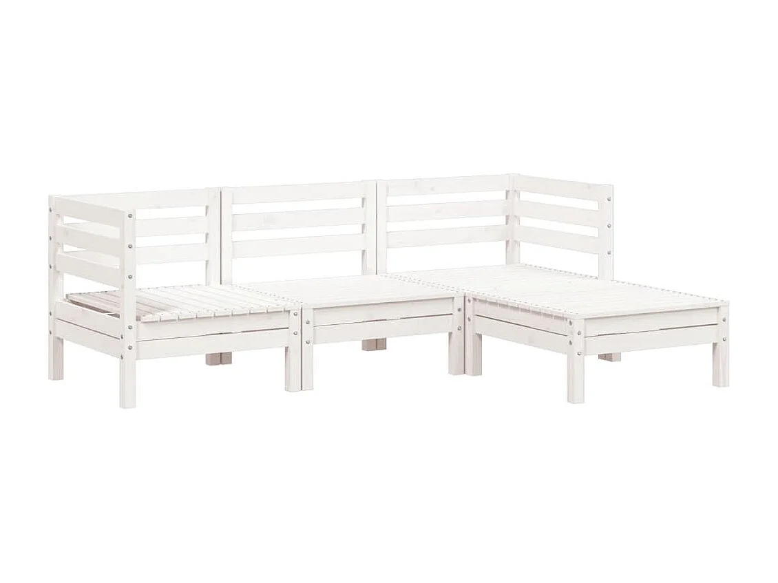 Canapé de jardin 3 places et repose-pied blanc bois pin massif FR89614