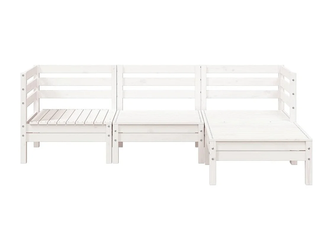 Canapé de jardin 3 places et repose-pied blanc bois pin massif FR89614