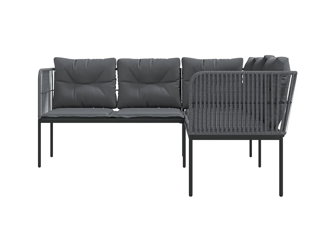 Canapé de jardin avec coussins forme de L noir acier textilène FR668676