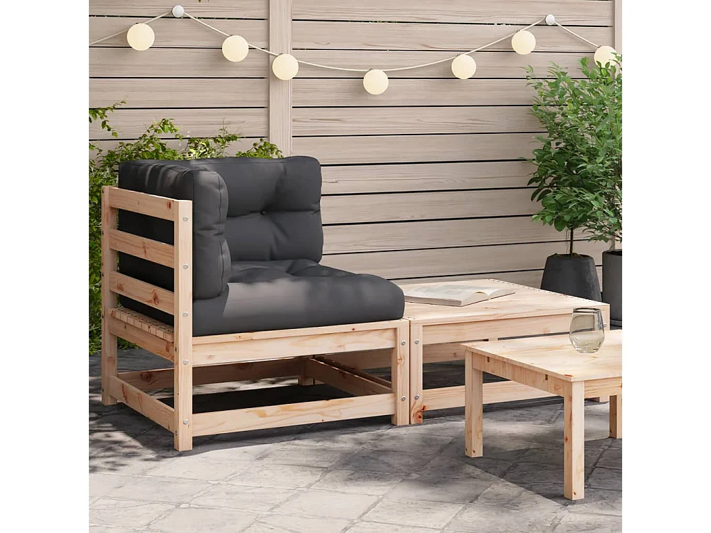Canapé d'angle de jardin avec coussins et repose-pieds FR62487