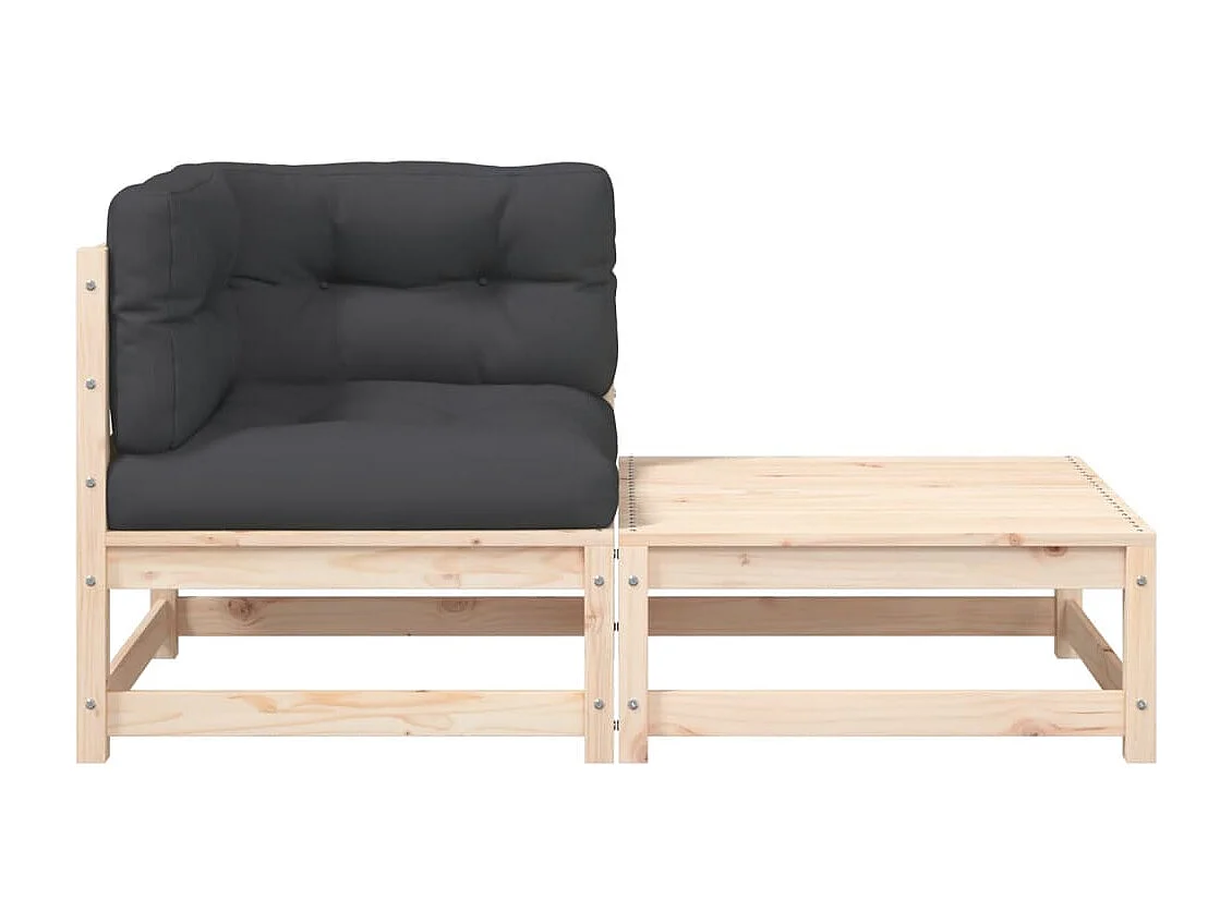 Canapé d'angle de jardin avec coussins et repose-pieds FR62487