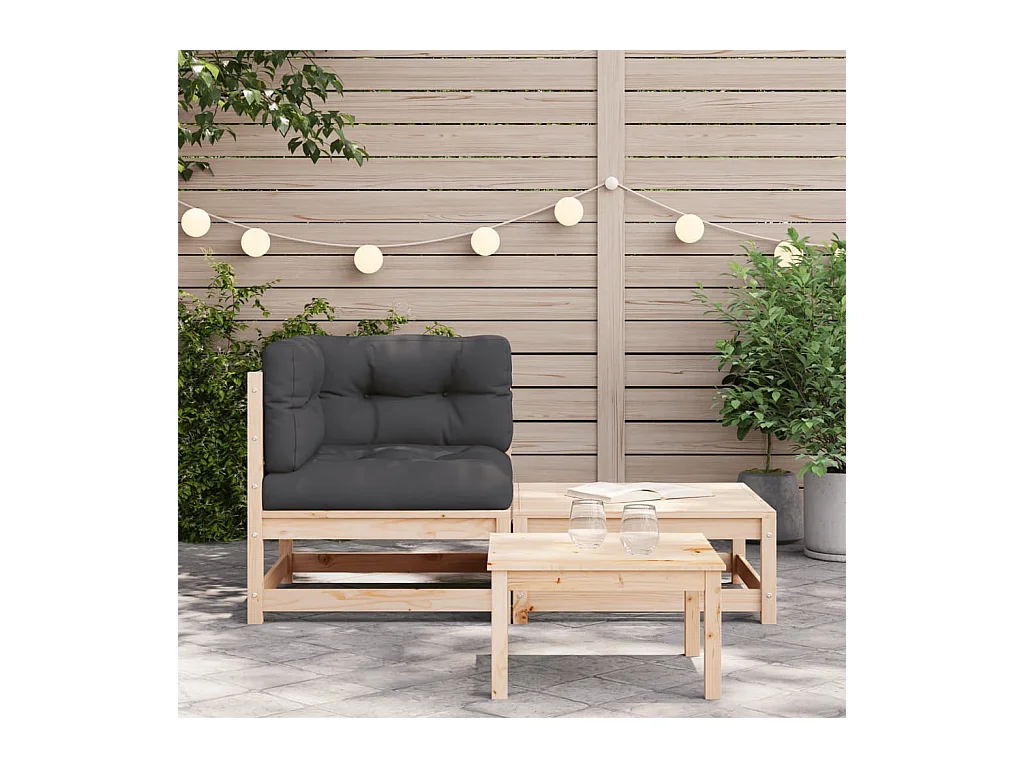 Canapé d'angle de jardin avec coussins et repose-pieds FR62487