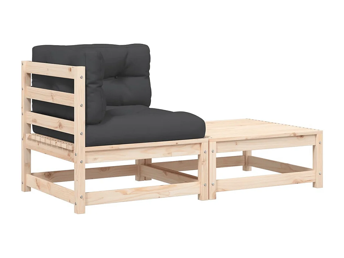 Canapé d'angle de jardin avec coussins et repose-pieds FR62487