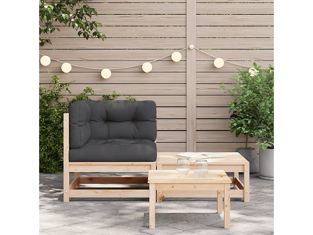 Canapé d'angle de jardin avec coussins et repose-pieds FR62487