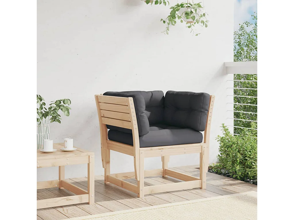 Canapé de jardin accoudoirs avec coussins bois massif de pin FR462066