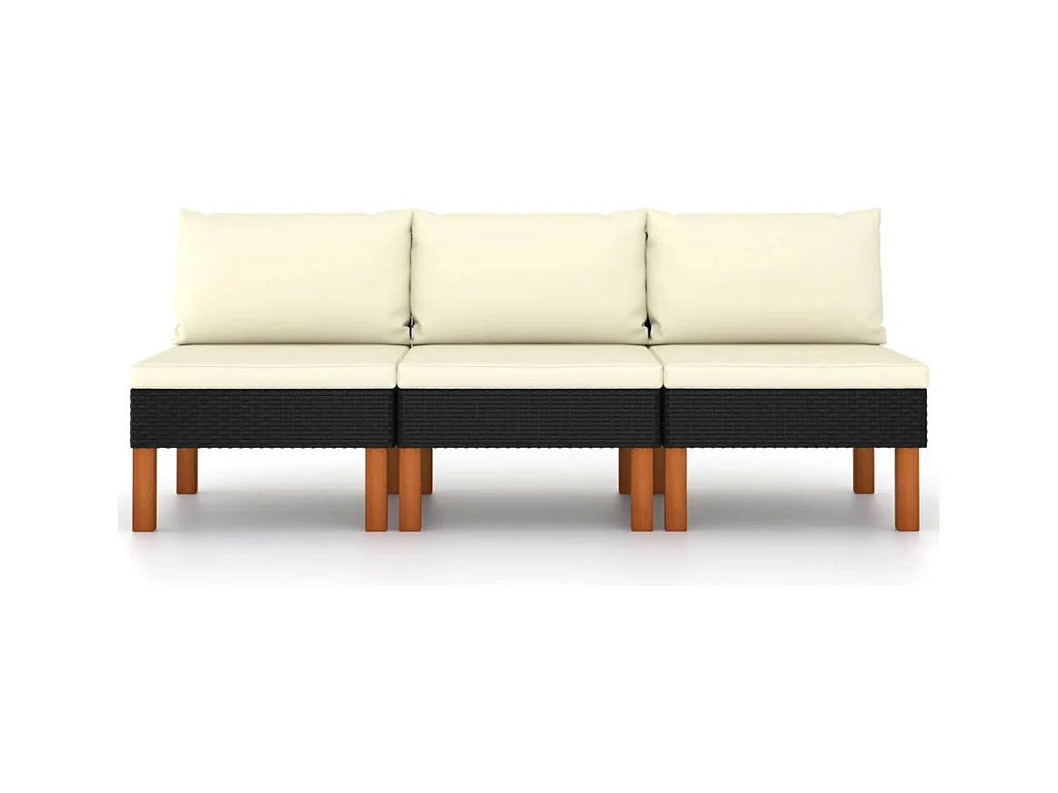 Canapés centraux 3 pcs Résine tressée et bois d'eucalyptus FR62420