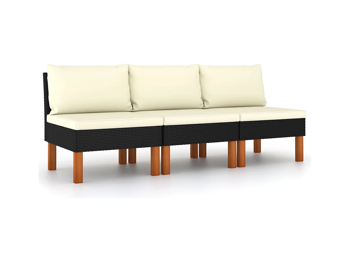 Canapés centraux 3 pcs Résine tressée et bois d'eucalyptus FR62420