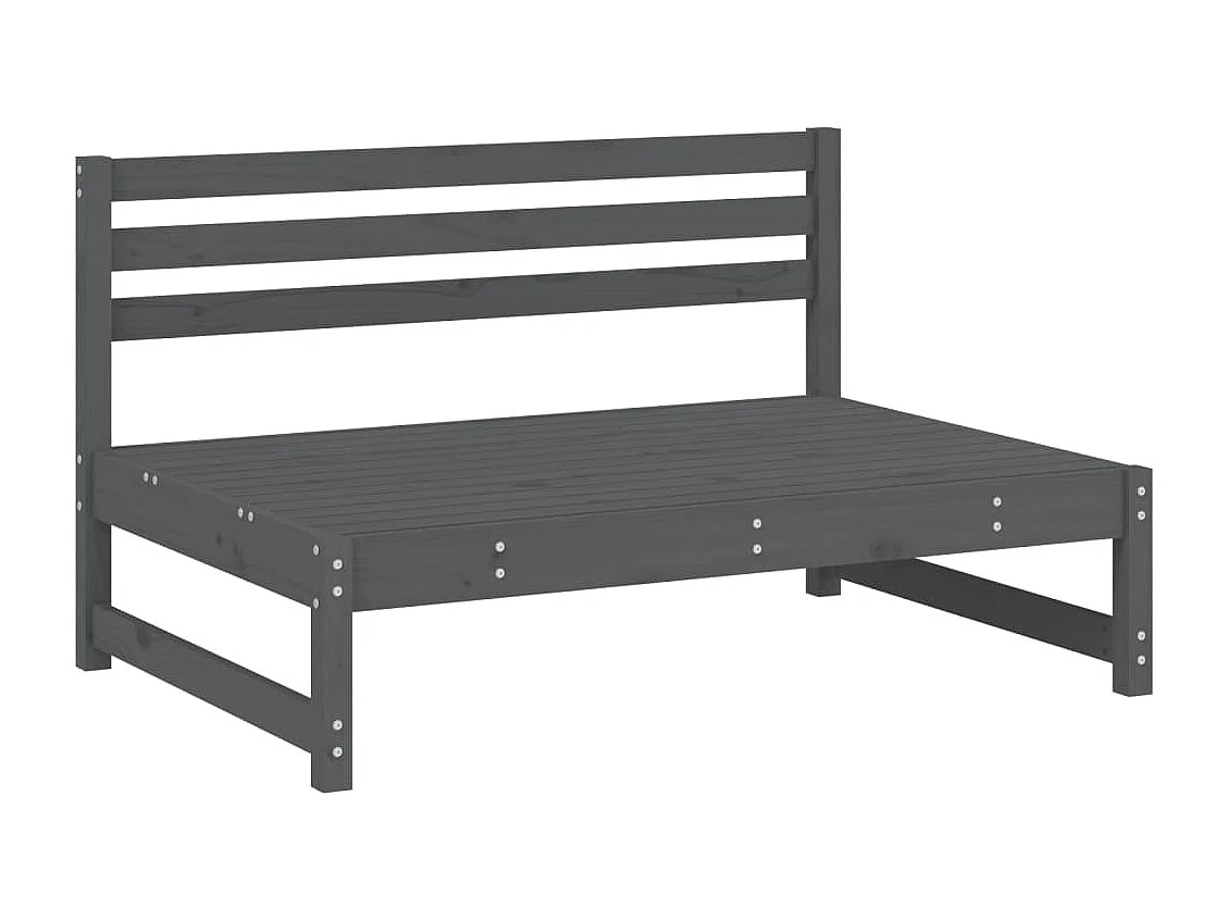 Canapé central de jardin gris 120x80 cm bois de pin massif FR10109
