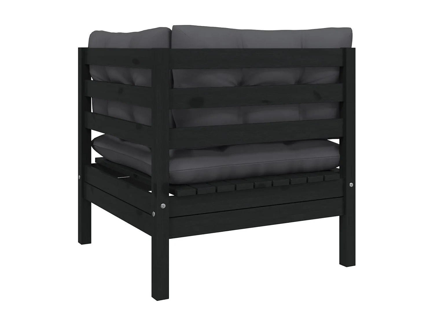 Canapé 2 places de jardin et coussins Noir Bois de pin solide FR87941