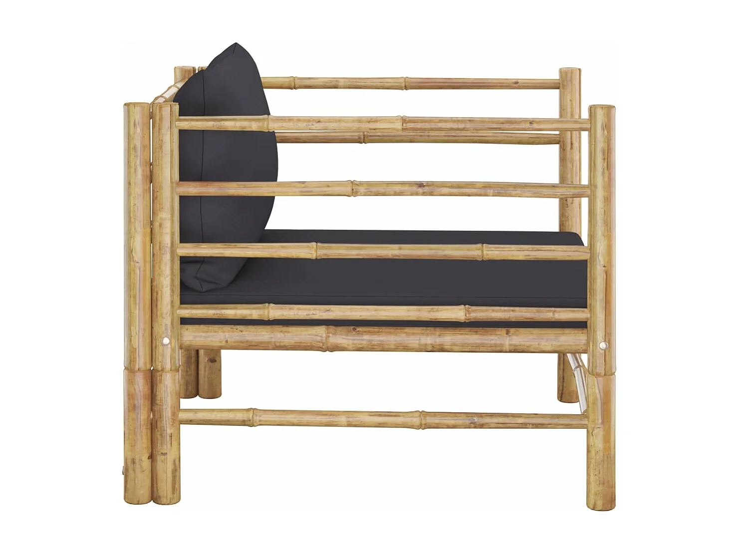 Tuinbank met donkergrijze kussens bamboe BE545577