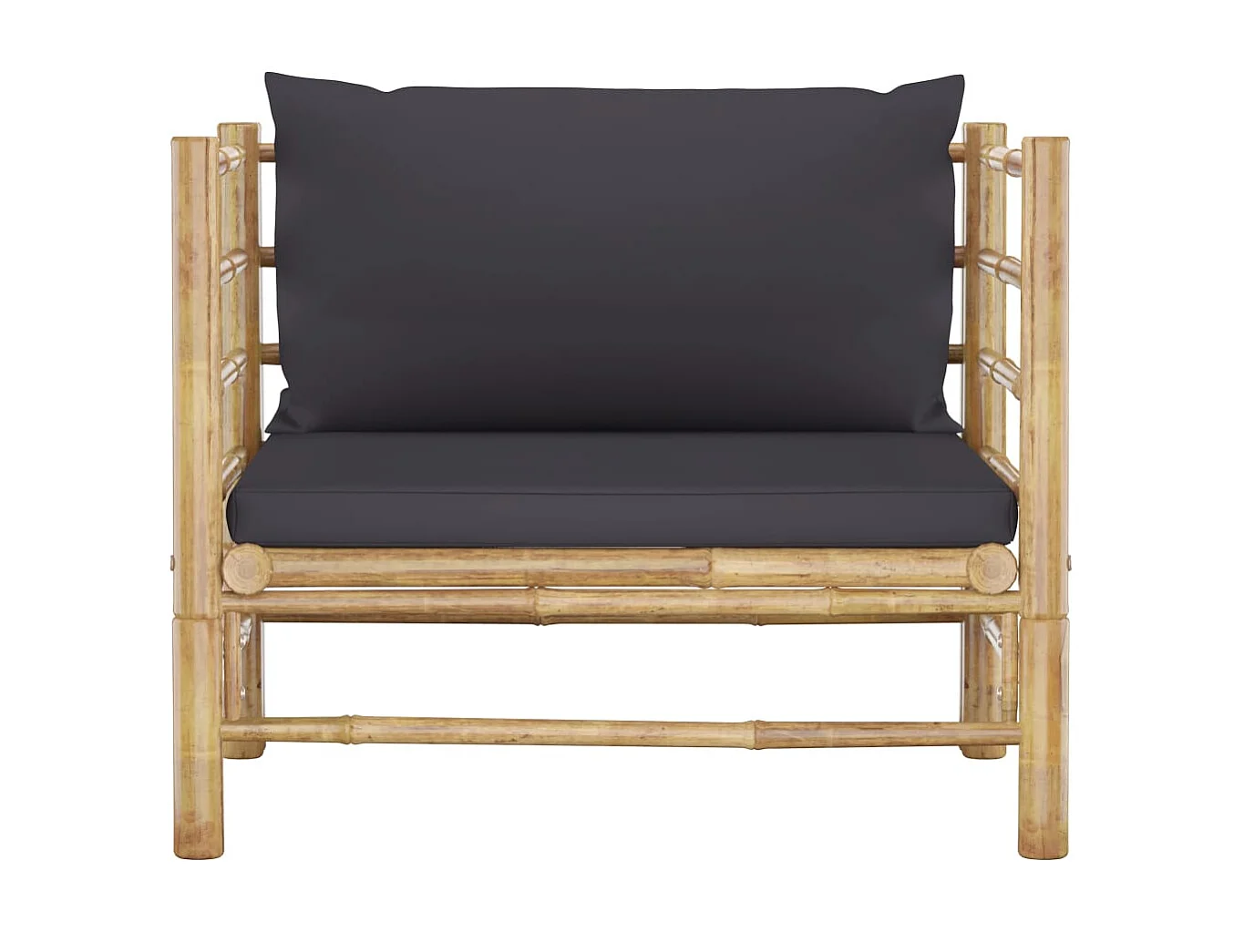 Canapé de jardin avec coussins gris foncé Bambou FR72379