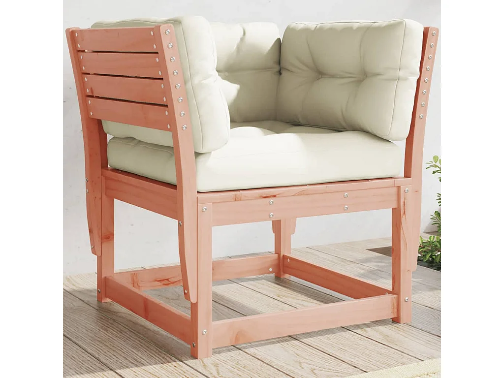 Canapé de jardin accoudoirs avec coussins bois massif douglas FR365493