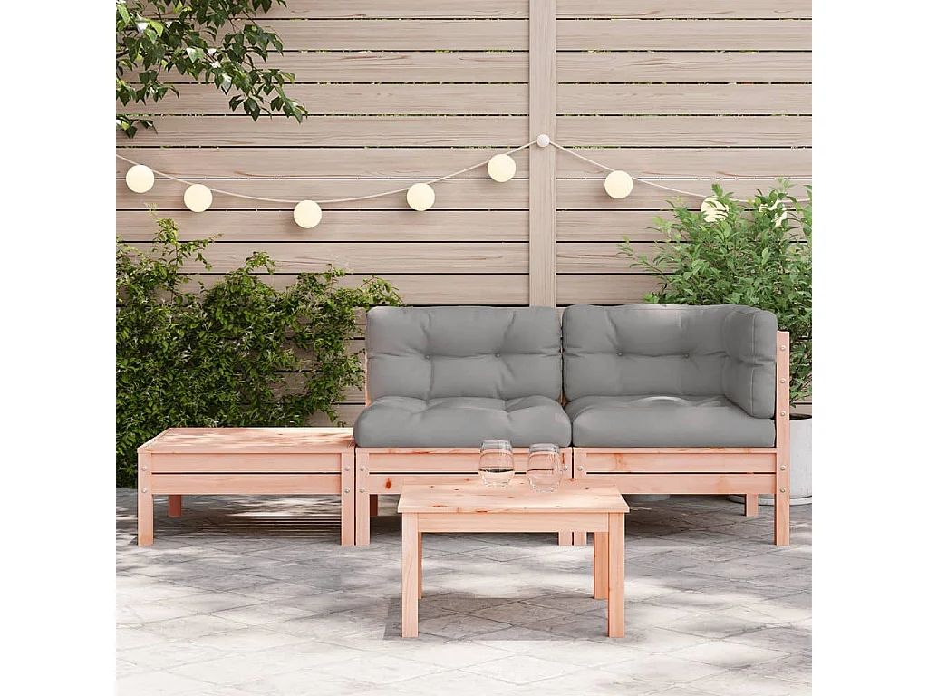 Canapé de jardin et coussins repose-pied bois massif douglas FR54745