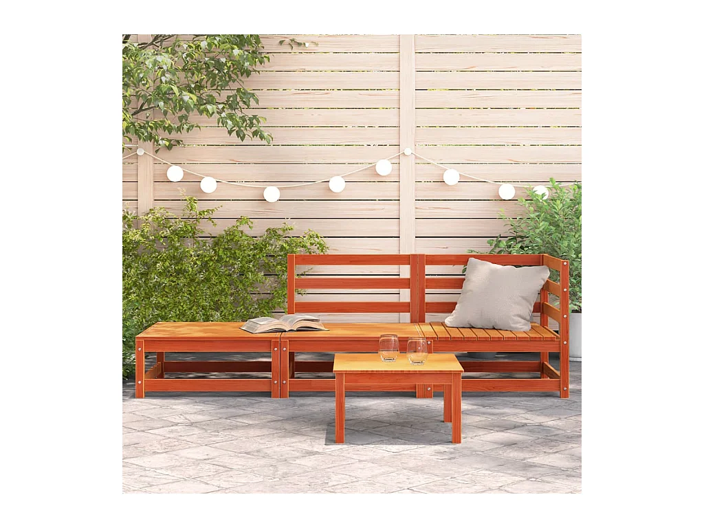 Canapé de jardin repose-pieds 2 places bois massif de pin FR10992