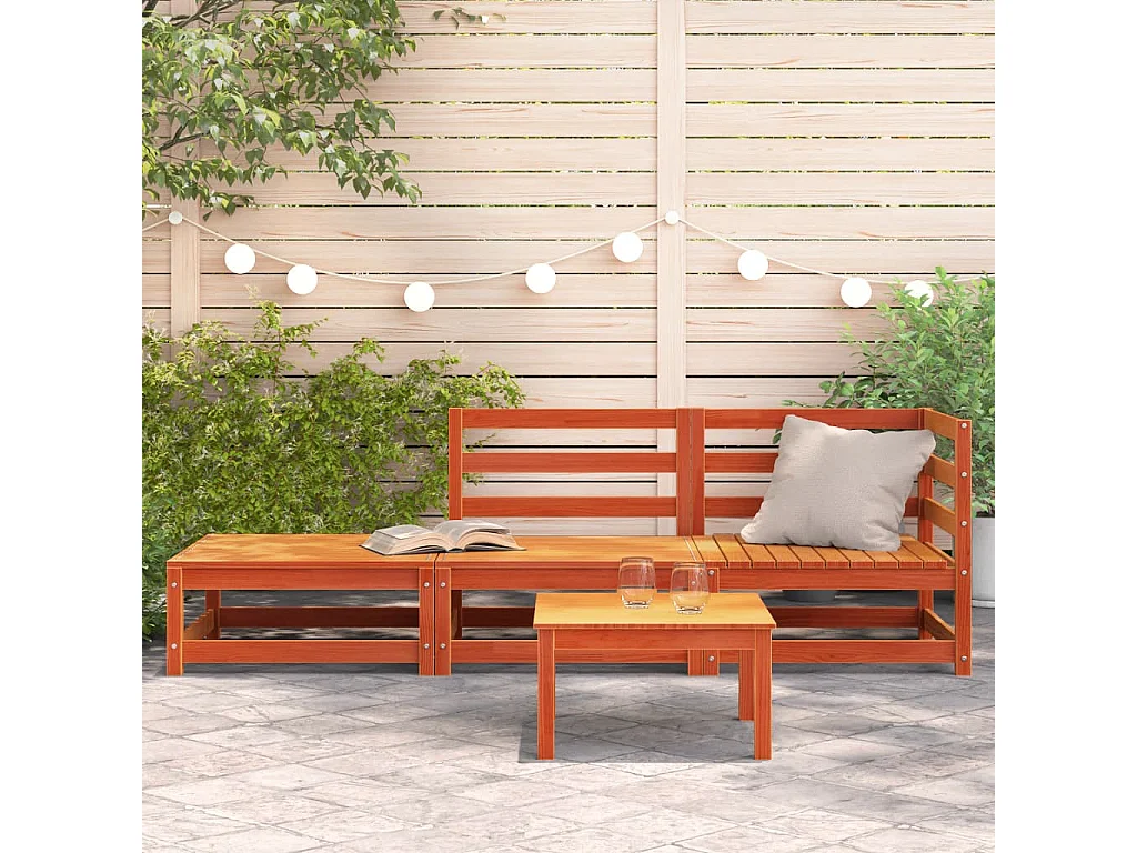 Canapé de jardin repose-pieds 2 places bois massif de pin FR10992