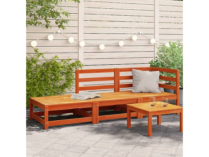 Canapé de jardin repose-pieds 2 places bois massif de pin FR10992