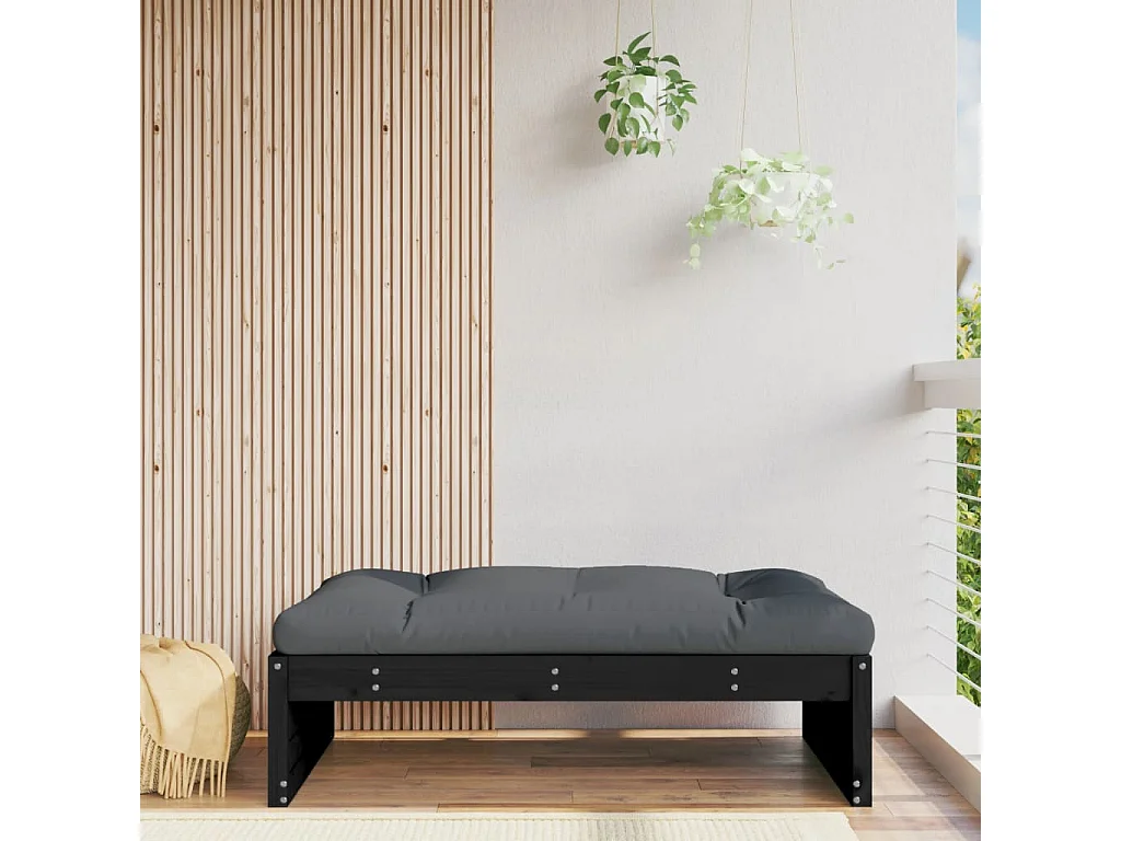 Canapé de jardin - Repose-pied de jardin 120x80 cm noir bois de pin massif FR77816