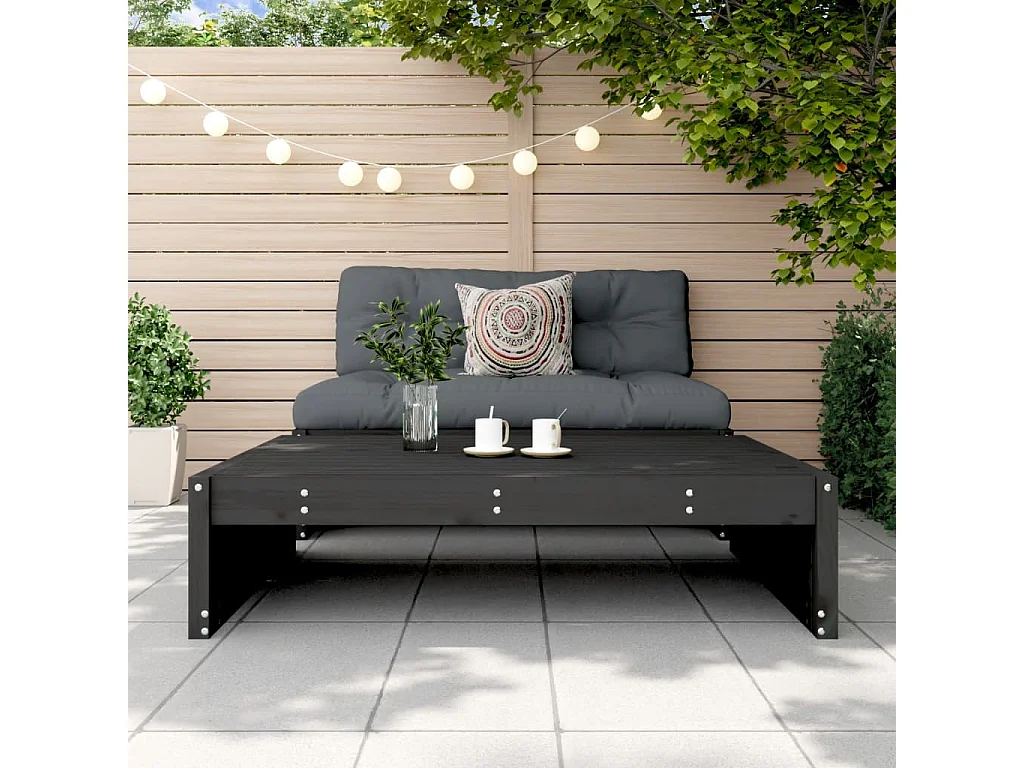 Canapé de jardin - Repose-pied de jardin 120x80 cm noir bois de pin massif FR77816