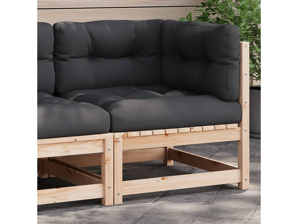 Canapé d'angle de jardin avec coussins bois de pin solide FR52312