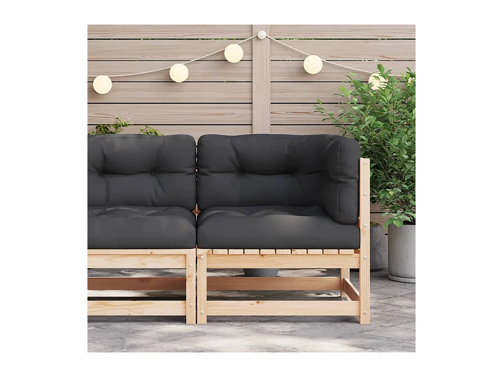 Canapé d'angle de jardin avec coussins bois de pin solide FR52312