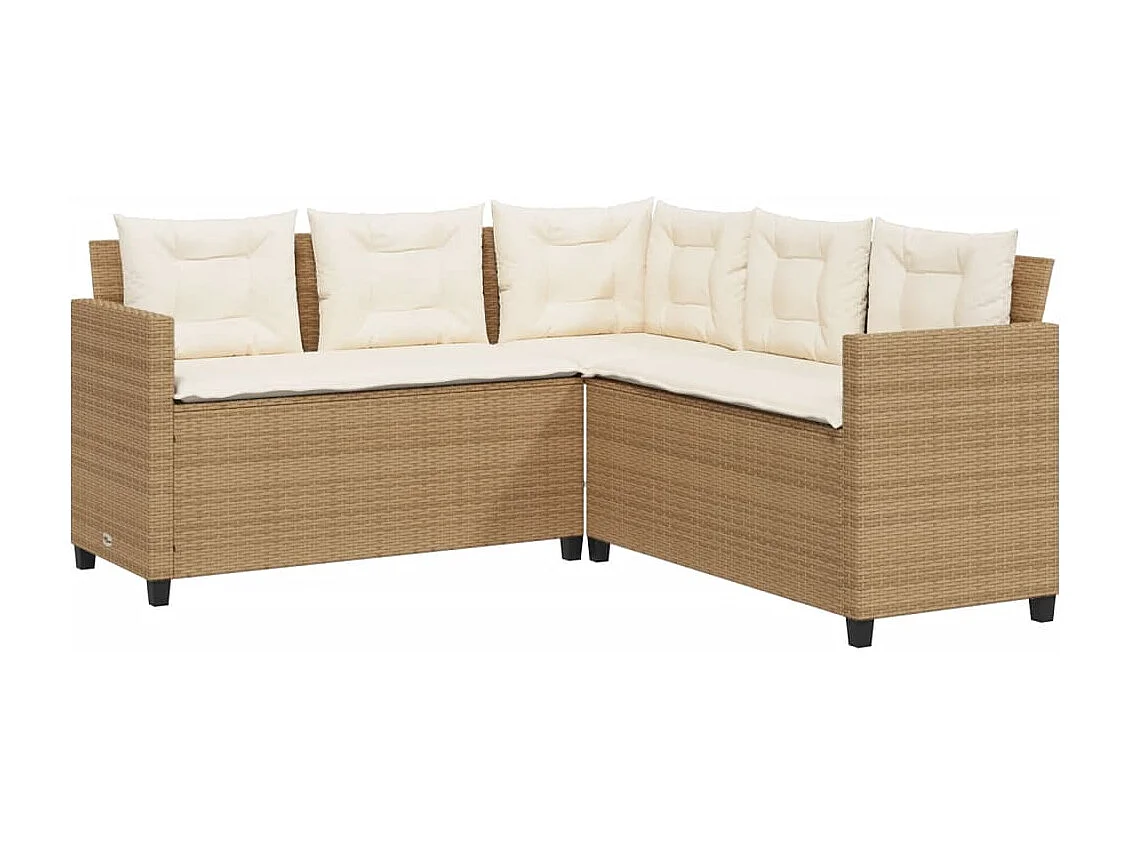 Canapé de jardin avec table et coussins en forme de L beige FR93730