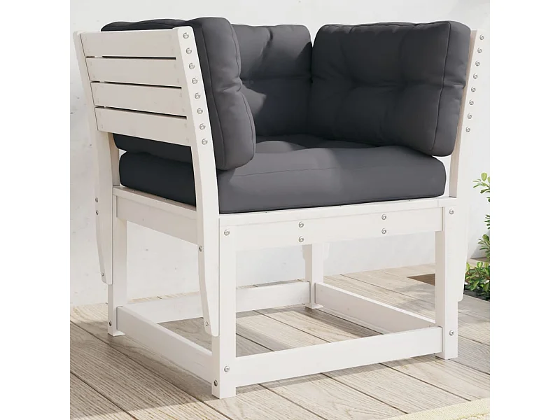 Canapé de jardin accoudoir avec coussins blanc bois massif pin FR893304