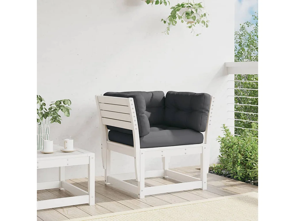 Canapé de jardin accoudoir avec coussins blanc bois massif pin FR893304
