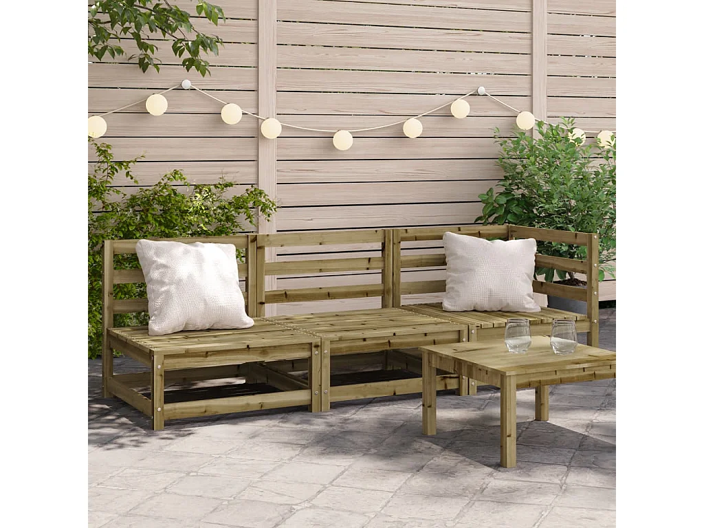 Canapé de jardin 3 places bois de pin imprégné FR49883