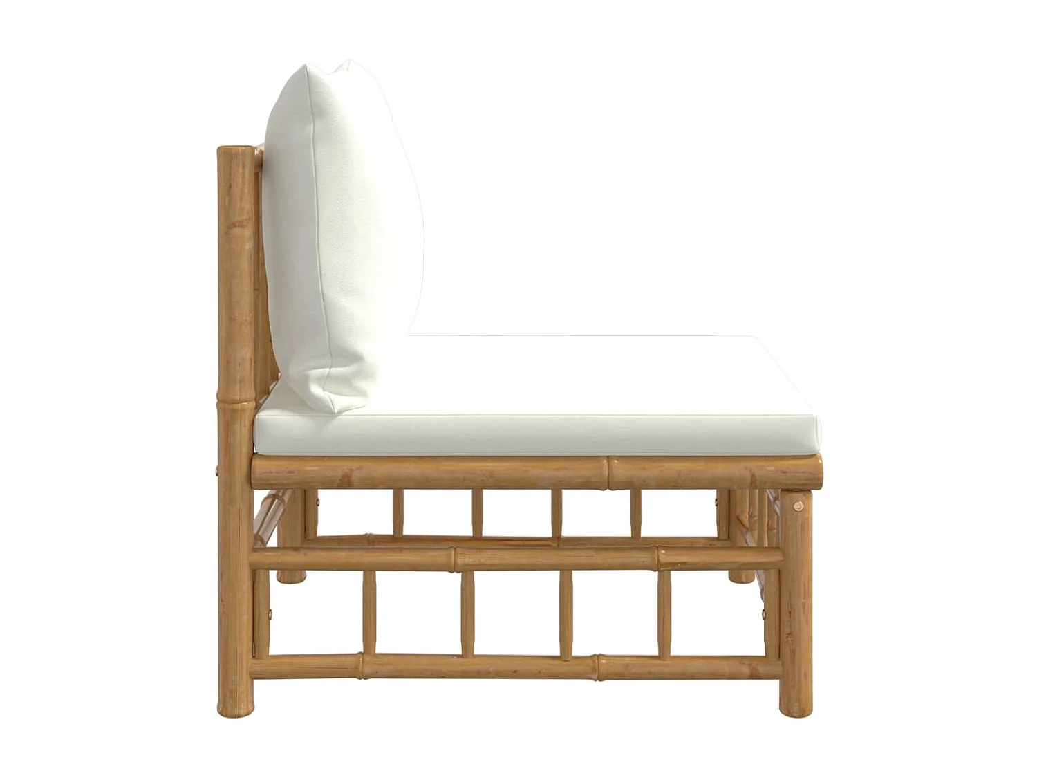 Canapé central de jardin avec coussins blanc crème bambou FR19753