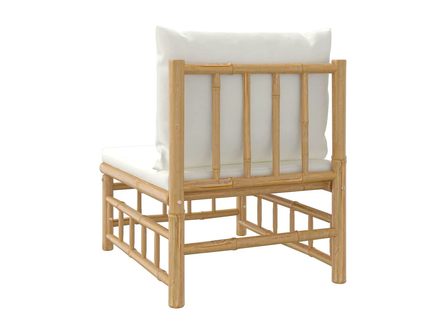 Canapé central de jardin avec coussins blanc crème bambou FR19753