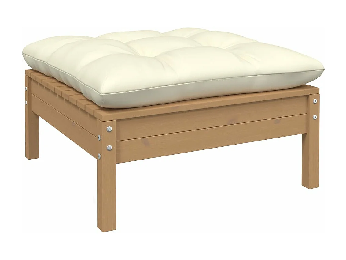 Sofá de jardim 2 lugares com almofadões cor creme pinho maciço PT375050