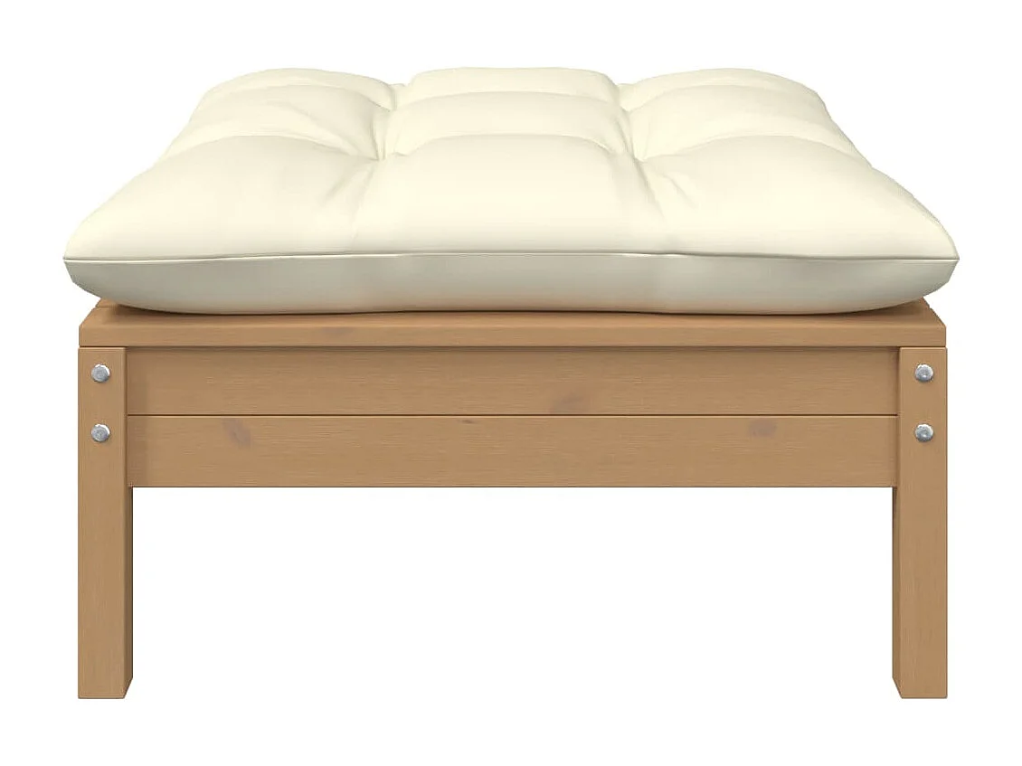 Sofá de jardim 2 lugares com almofadões cor creme pinho maciço PT375050