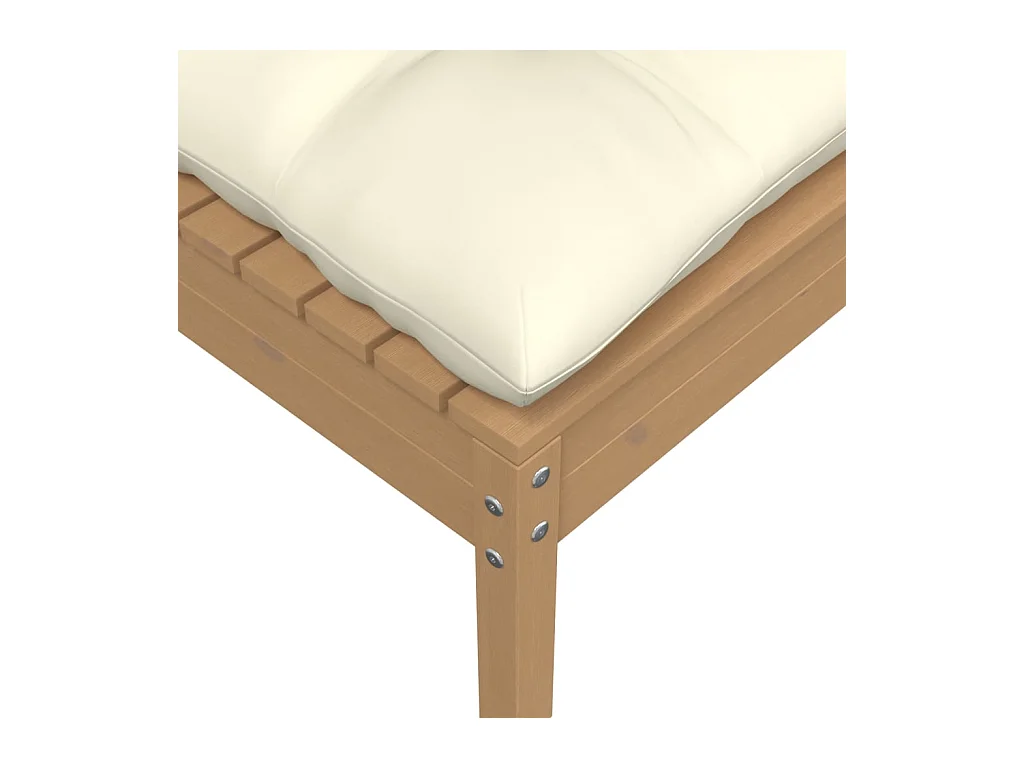 Tuinbank 2-zits met crèmekleurige kussens massief grenenhout BE921999