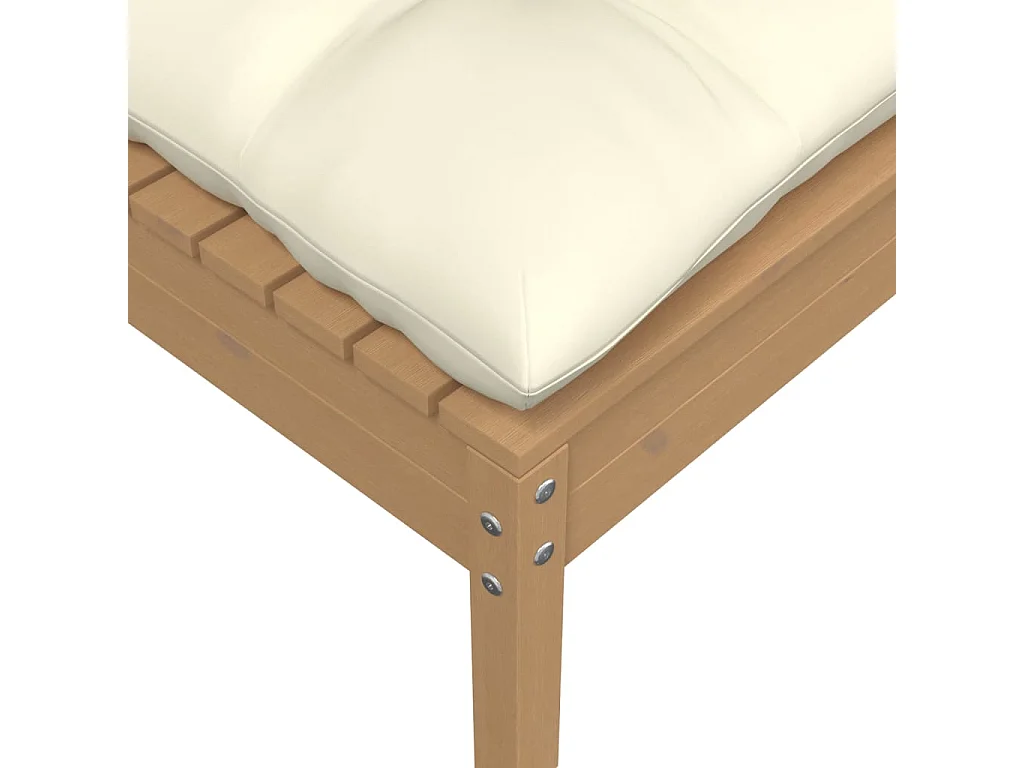 Canapé 2 places de jardin et coussins crème bois de pin solide FR88293