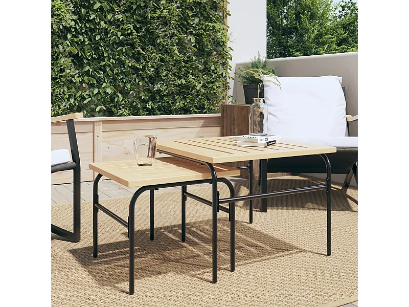 Mesas de centro de encastrar p/ jardim 2 pcs aço preto/castanho PT216619