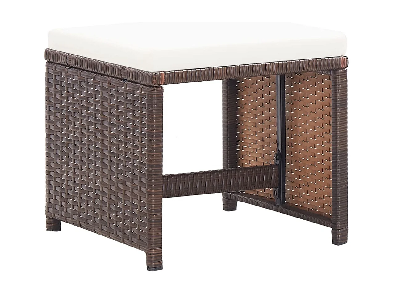 Lot de 4 Poufs de jardin avec coussins marron résine tressée FR420811