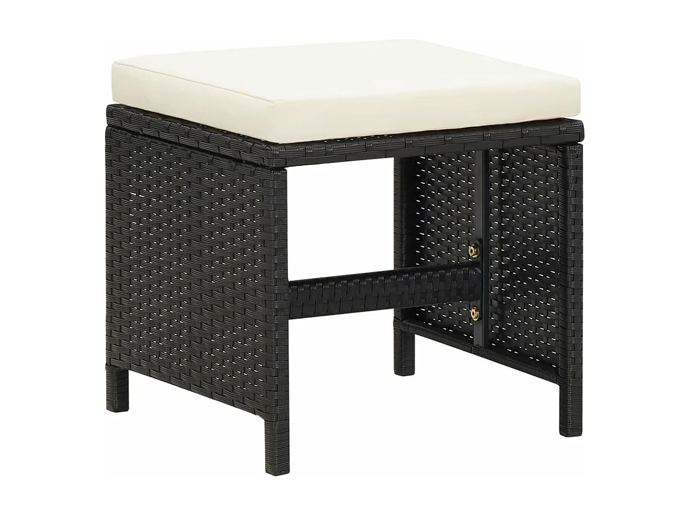 Lot de 4 Poufs de jardin avec coussins noir résine tressée FR820870