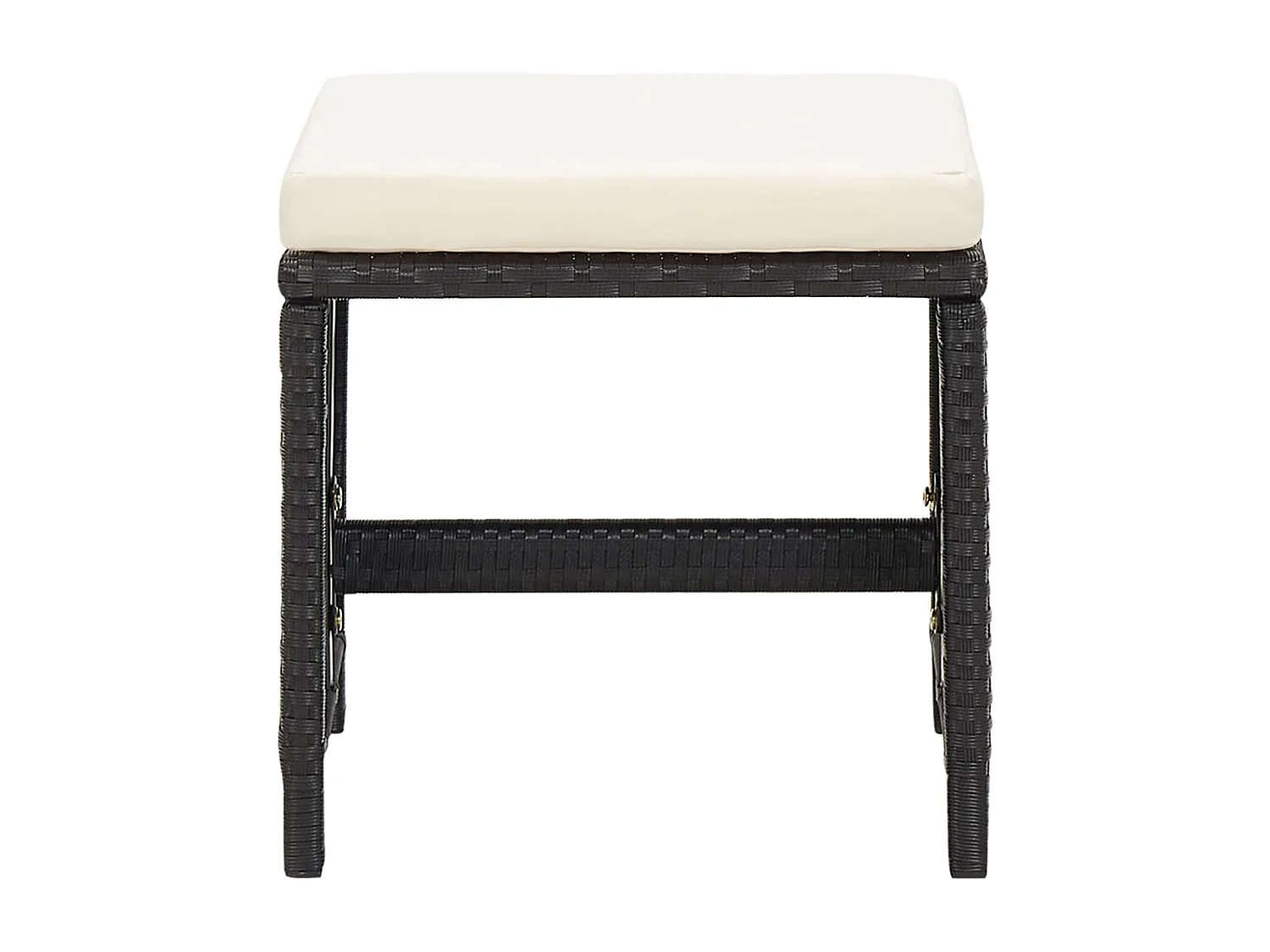 Lot de 4 Poufs de jardin avec coussins noir résine tressée FR820870