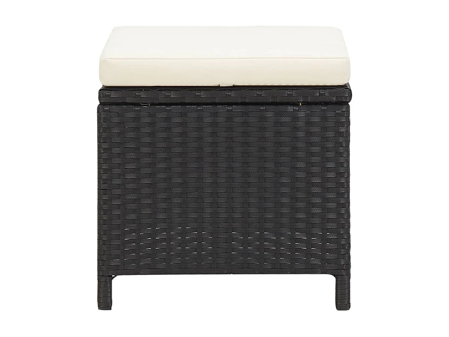 Lot de 4 Poufs de jardin avec coussins noir résine tressée FR820870