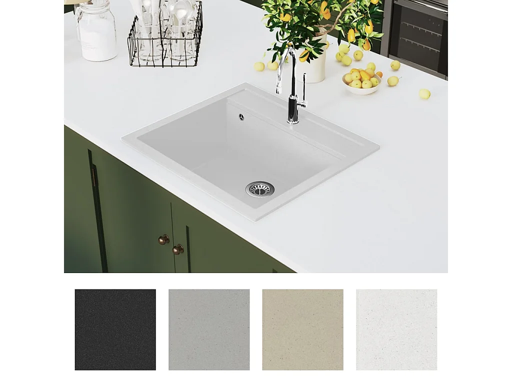 Évier de cuisine Granit Seul Évier Blanc FR416850