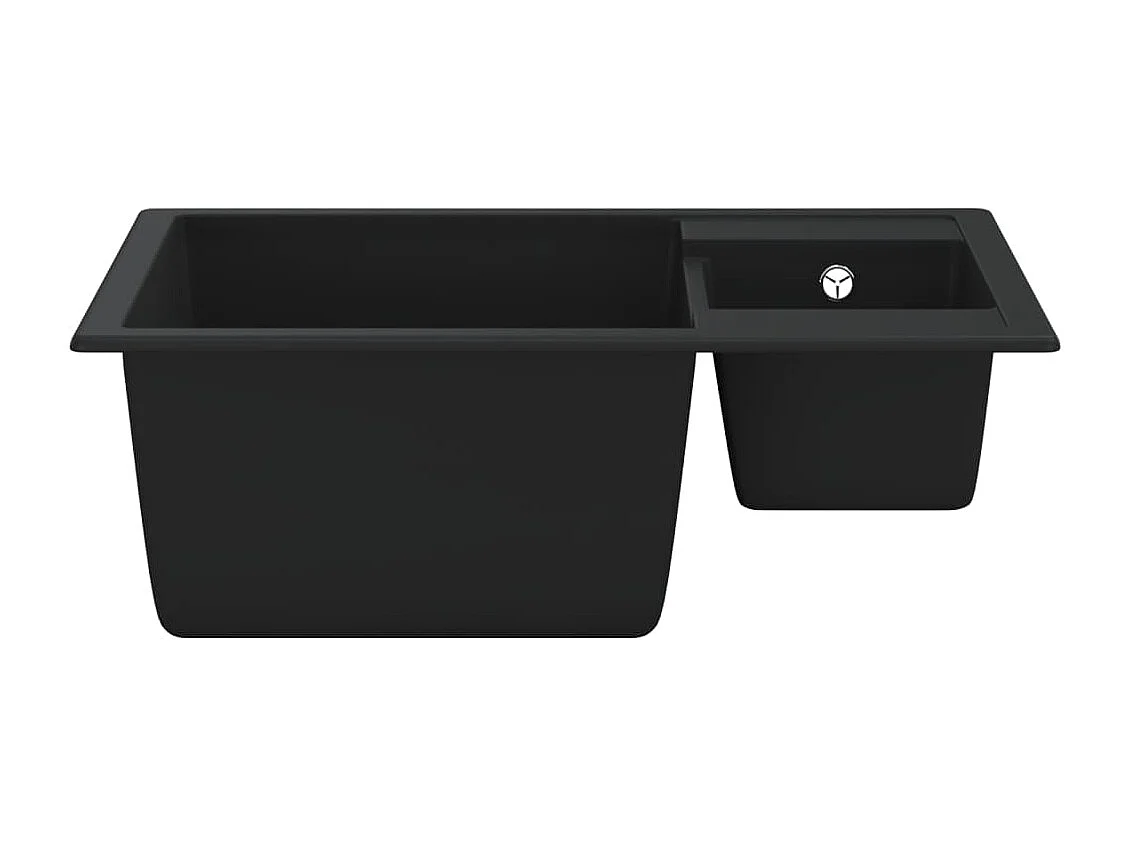 Fregadero de cocina doble seno con rebosadero granito negro ES539434