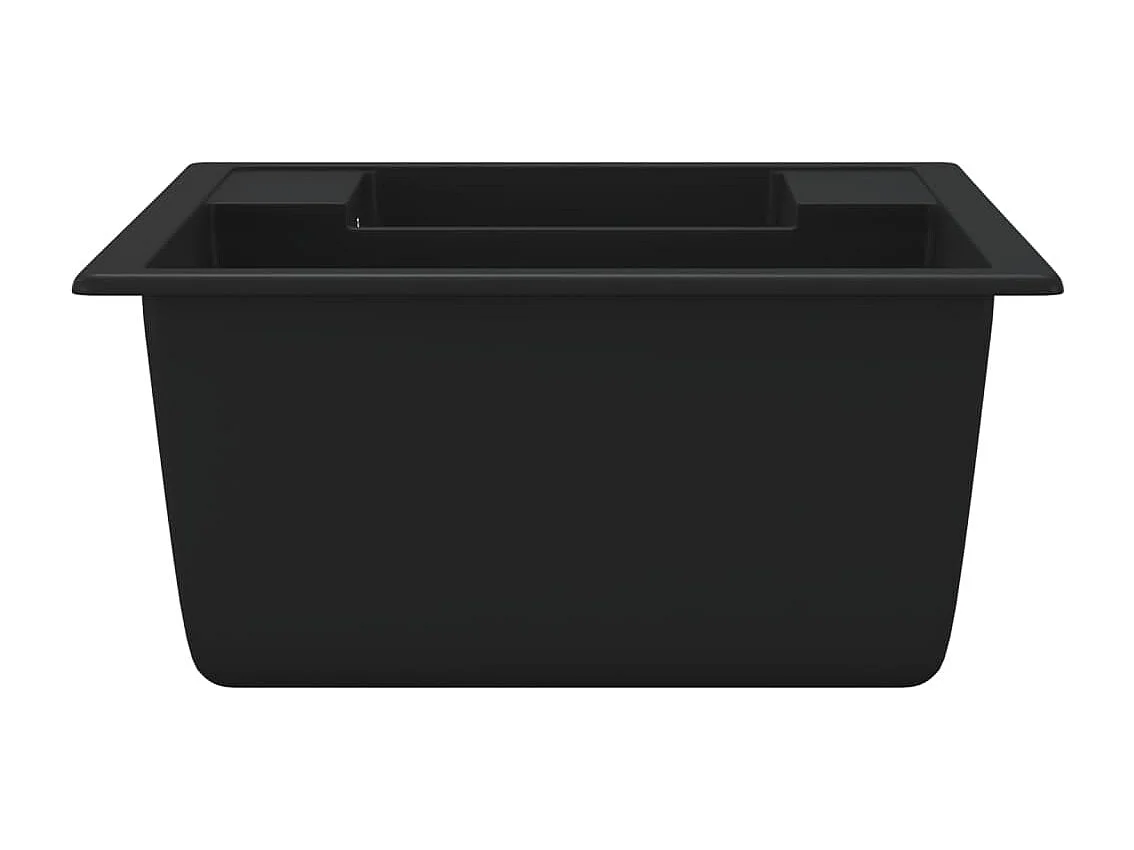 Fregadero de cocina doble seno con rebosadero granito negro ES539434