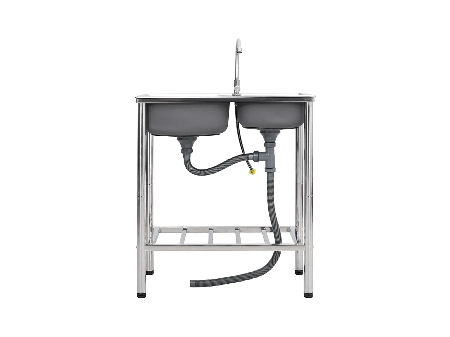 Évier de camping Double Évier avec robinet Acier inoxydable FR223613