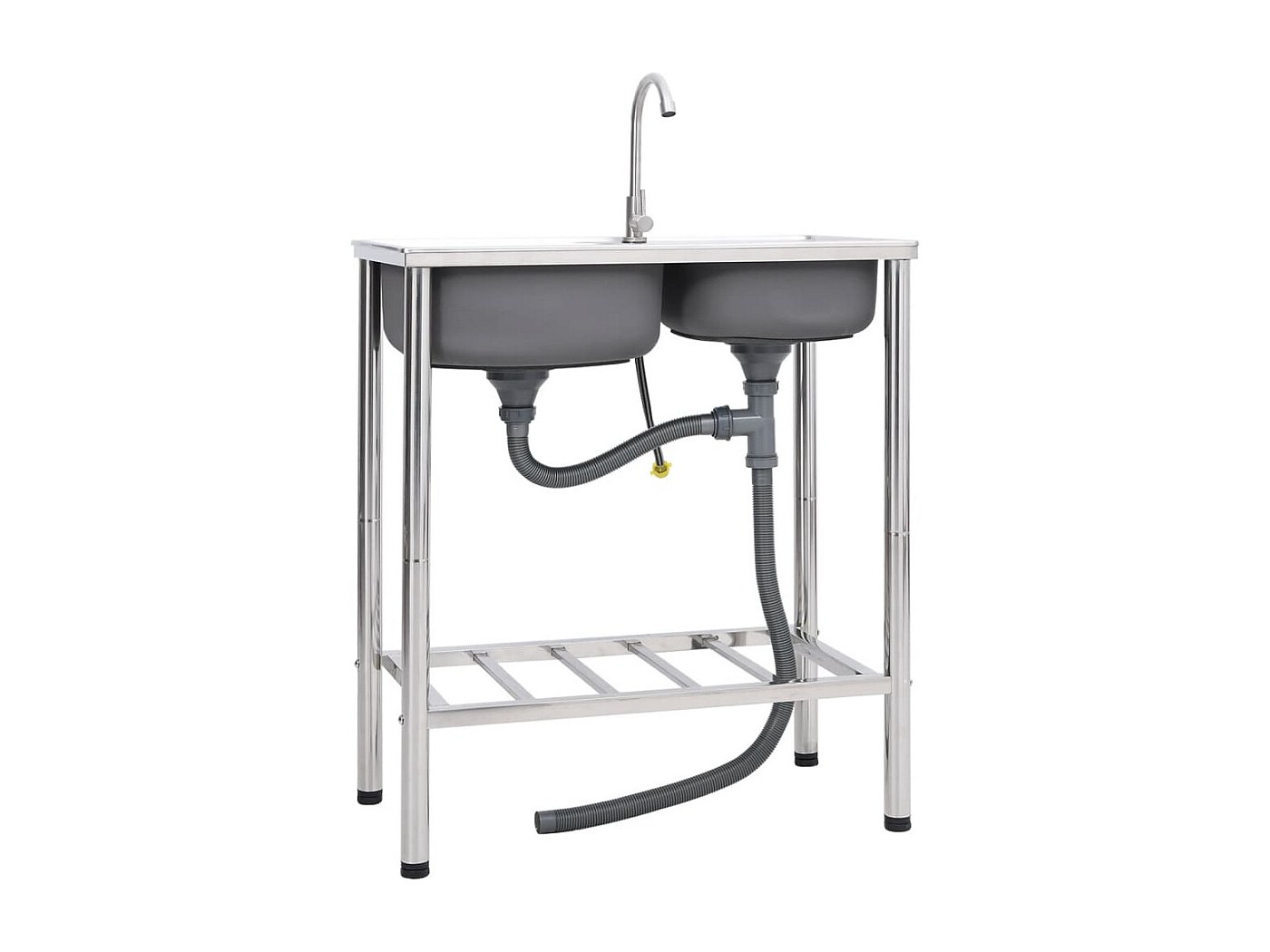 Évier Camping Inox – Portable – Pour Caravane, Pêche, Extérieur – Gris Foncé