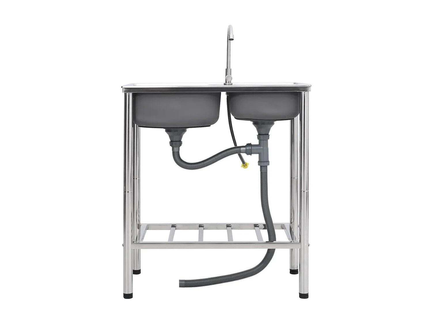 Évier de camping Double Évier avec robinet Acier inoxydable FR223613