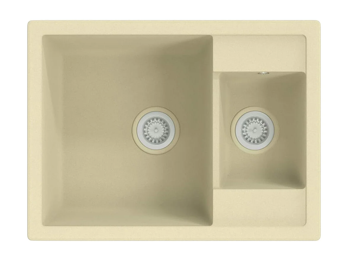 Évier de cuisine deux Éviers trou de trop-plein Beige Granit FR491265